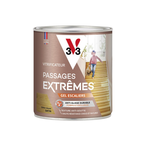 Vitrificateur passages extrêmes gel escaliers chêne moyen satin 0.75 L