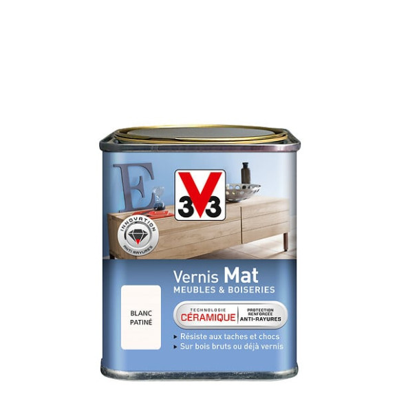 Vernis mat blanc patine 0.25 litre