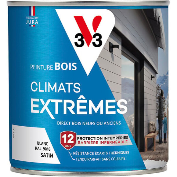 Peinture bois Climats Extrêmes Satin Blanc Pot 0.5l