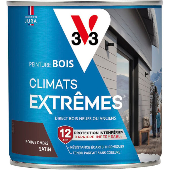 Peinture bois Climats Extrêmes Satin Rouge ombre 0.5l