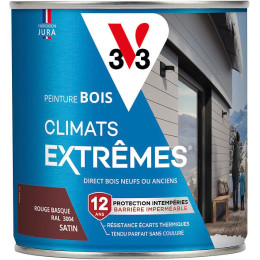 Peinture bois Climats Extrêmes Satin Rouge basque 0.5l