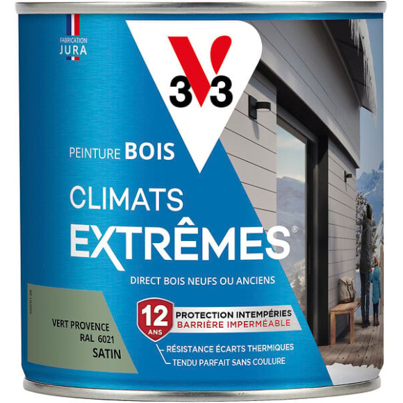 Peinture bois Climats Extrêmes Satin Vert provence 0.5l