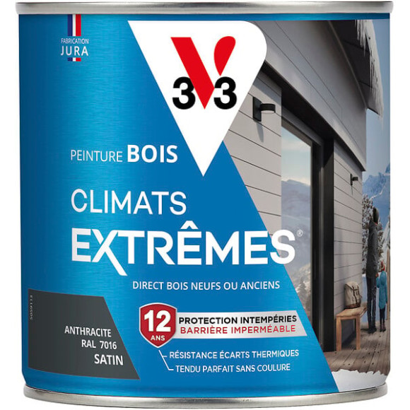 Peinture bois Climats Extrêmes Satin Anthracite Pot0.5l