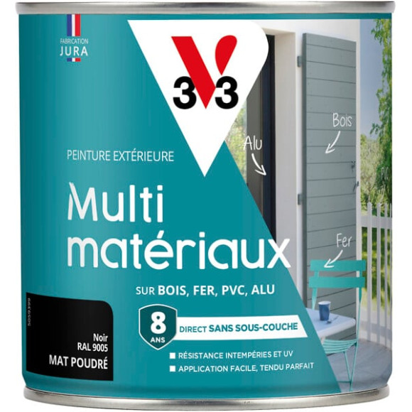 Peinture multi-materiaux DP Poudre Noir Pot 0.5l