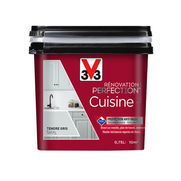 Peinture rénovation Cuisine satin tendre gris 0.75L