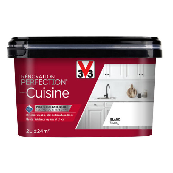 Peinture renovation Cuisine satin blanc 2L