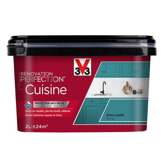 Peinture renovation Cuisine satin bleu lagon 2L