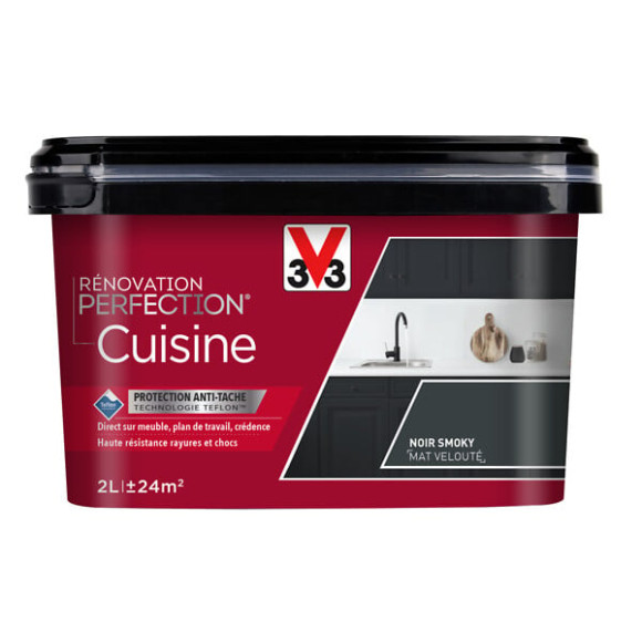 Peinture renovation Cuisine mat velouté noir smoky 2L