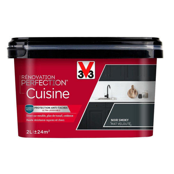 Peinture renovation Cuisine mat velouté noir smoky 2L