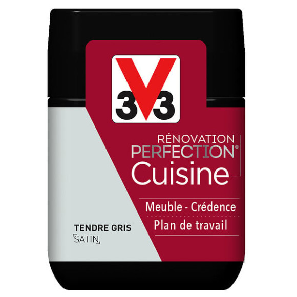 Peinture rénovation Cuisine satin tendre gris Testeur 75ml