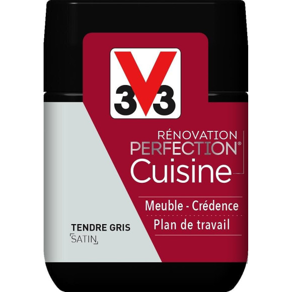 Peinture rénovation Cuisine satin tendre gris Testeur 75ml