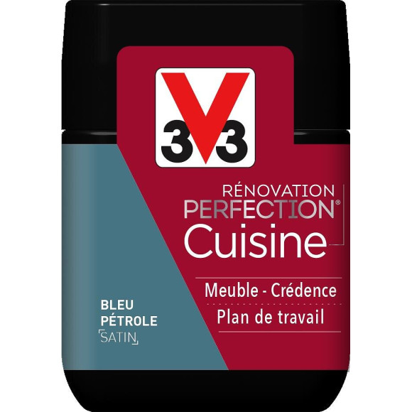 Peinture rénovation Cuisine satin bleu pétrole Testeur 75mL