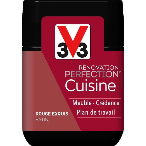 Peinture rénovation Cuisine satin rouge exquis Testeur 75ml