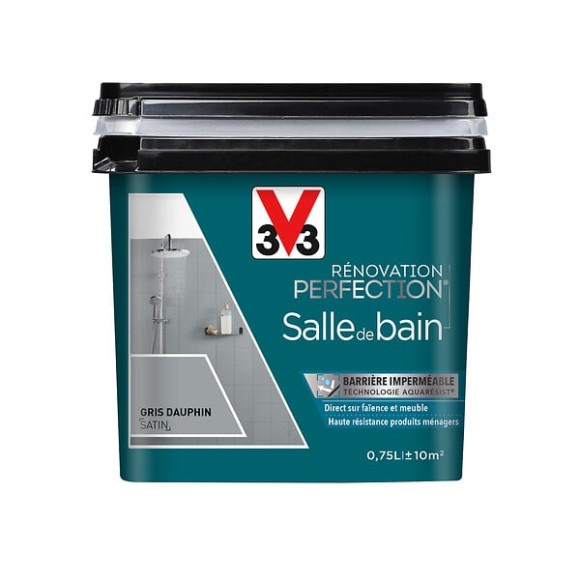 Peinture Renov SdB Satin Gris dauphin Pot 0.75l