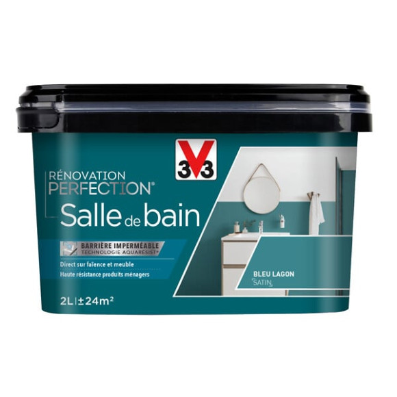 Peinture Renovation salle de bain - Bleu lagon - Satin - 2L