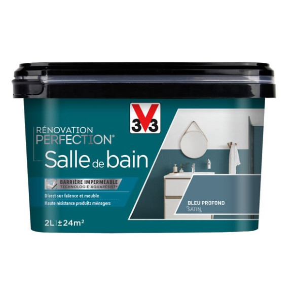 Peinture Renovation salle de bain - Bleu profond - Satin - 2L