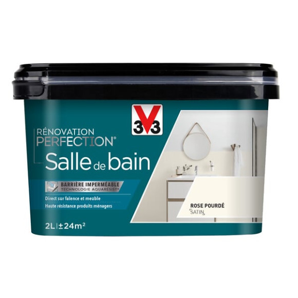 Peinture Renovation salle de bain - Rose poudre - Satin - 2L