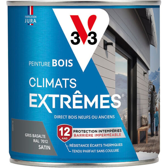 Peinture bois climats extrêmes gris basalte satin 0.5 litre