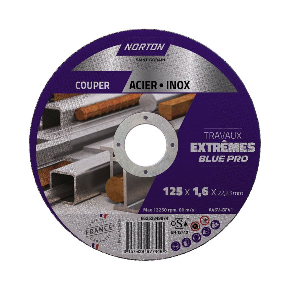 Tronc.fin  plate extremes metal/inox 125 x 16 x 222