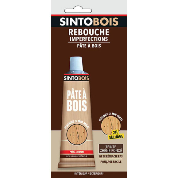 Pâte à  bois Rebouche imperfections Chêne foncé Tube 80g