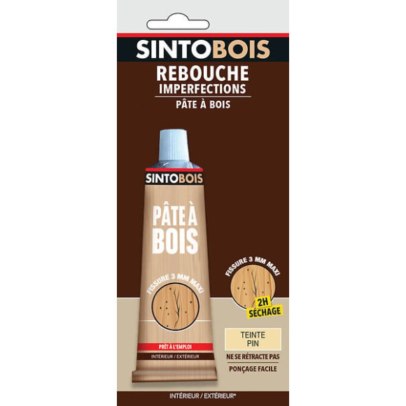 Pâte à  bois Solvant Rebouche imperfections Pin Tube 80g