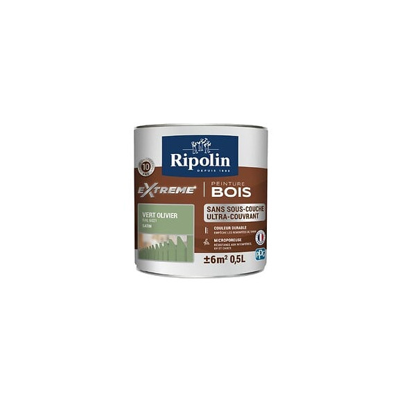 Peinture RIPOLIN Extrême Bois Microporeuse Satin 05L Vert Olivier