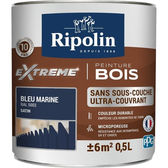 Peinture RIPOLIN Extrême Bois Microporeuse Satin 05L Bleu