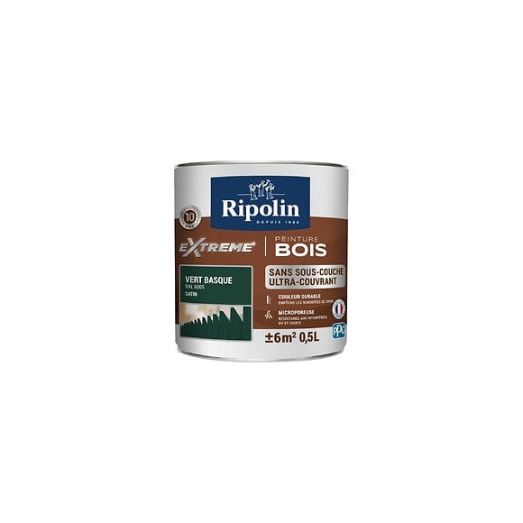 Peinture RIPOLIN Extrême Bois Microporeuse Satin 05L Vert Basque