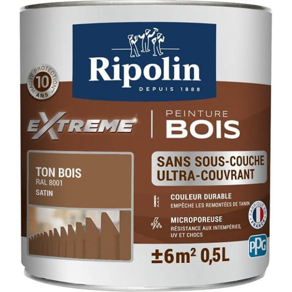 Peinture RIPOLIN Extrême Bois Microporeuse Satin 05L Bois