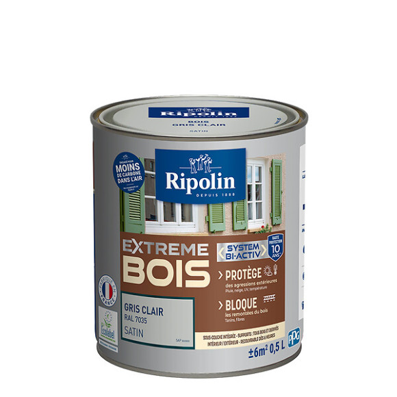 Peinture RIPOLIN Extrême Bois Microporeuse Satin 05L Gris Clair