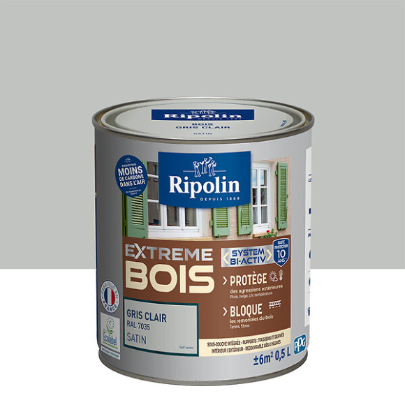 Peinture RIPOLIN Extrême Bois Microporeuse Satin 05L Gris Clair