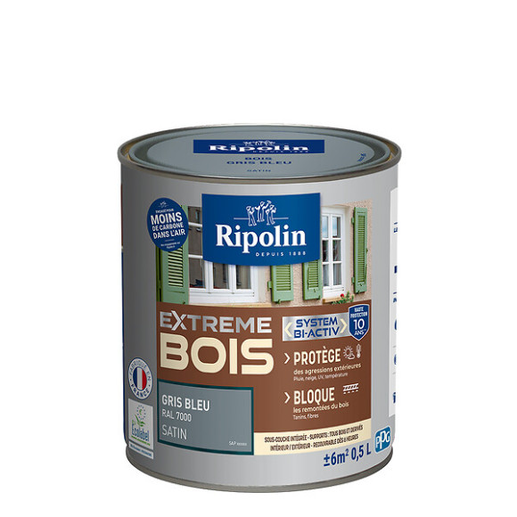 Peinture RIPOLIN Extrême Bois Microporeuse Satin 05L Gris Bleu