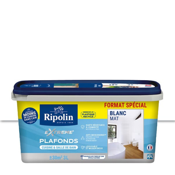 Peinture Plafonds Pièces Humides RIPOLIN Extrême mat Blanc 3L