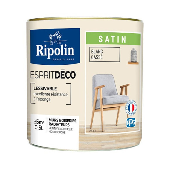 Peinture Acrylique RIPOLIN Esprit Déco Mono Satin Blanc casse 05L