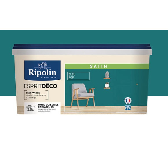 Peinture Esprit Déco - Monocouche - Bleu pop - Satin - 25L