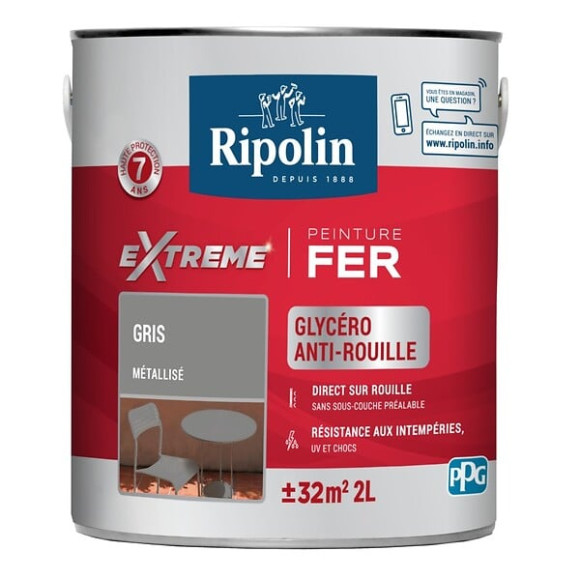 Ripolin ext fer metal gris 2l