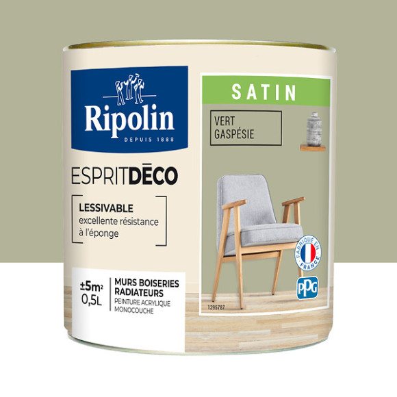 Peinture Mur RIPOLIN Toutes Pièces Esprit Déco Sat vert gaspie 05L