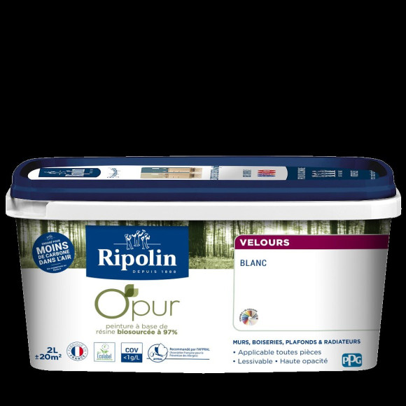 Peinture O'pur - Blanc - Velours - 2L