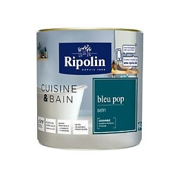 Peinture RIPOLIN cuisine et bain murs boiseries bleu pop satin 05L