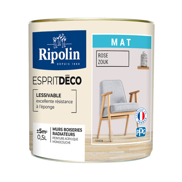 Peinture RIPOLIN murs boiseries rose zouk mat 05L