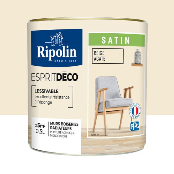 Peinture RIPOLIN murs boiseries beige agate satin 05L