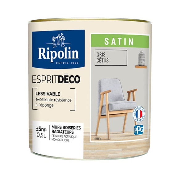 Peinture RIPOLIN murs boiseries gris cetus satin 05L