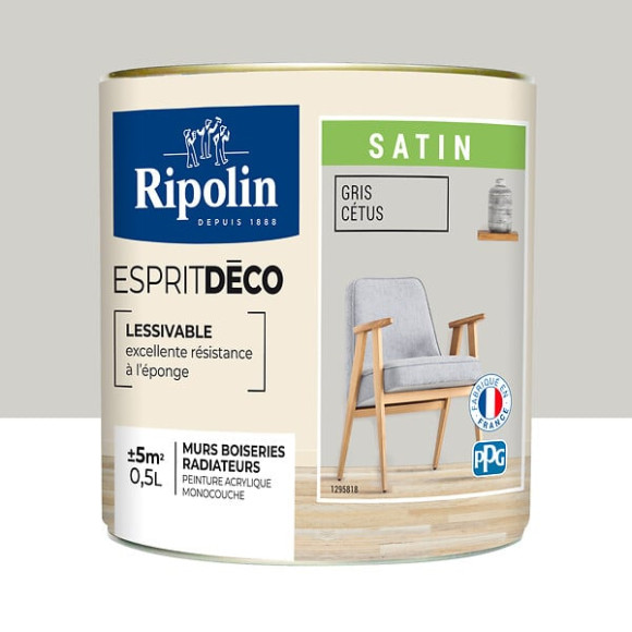 Peinture RIPOLIN murs boiseries gris cetus satin 05L