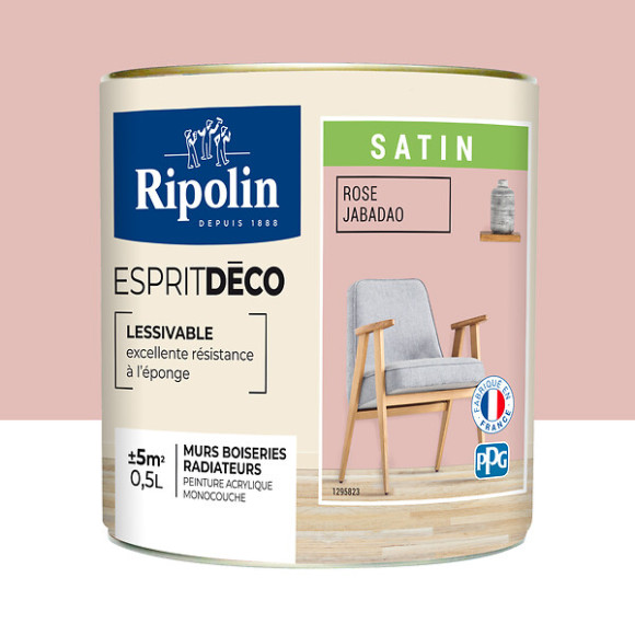 Peinture RIPOLIN murs boiseries rose jabadao satin 05L