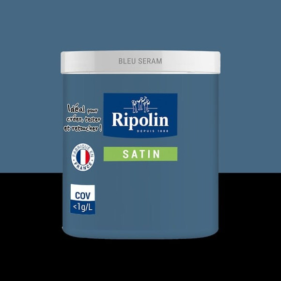 Testeur peinture RIPOLIN murs boiseries bleu seram satin 0075L