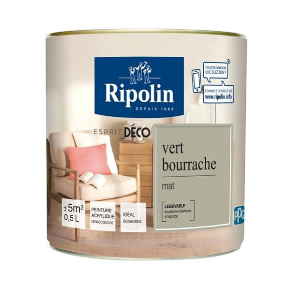 Peinture RIPOLIN murs boiseries vert bourrache mat 05L