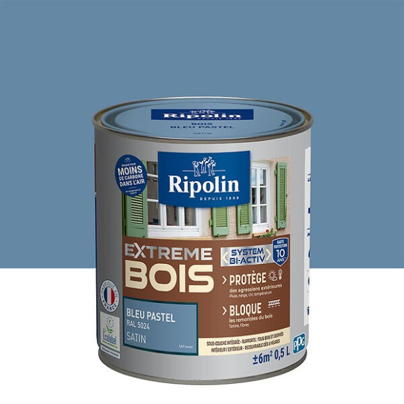 Peinture bois RIPOLIN bleu pastel RAL 5024 05L