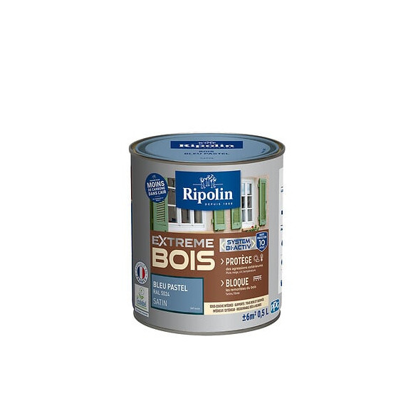 Peinture bois RIPOLIN bleu pastel RAL 5024 05L