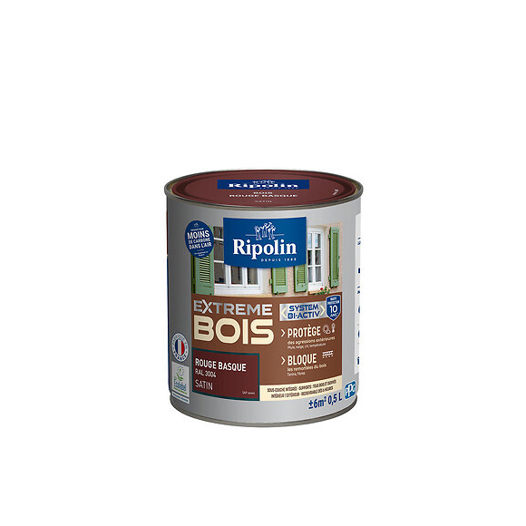 Peinture bois RIPOLIN rouge basque RAL 3004 05L