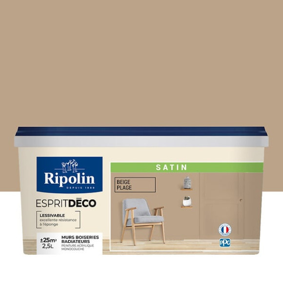 Peinture Esprit Déco - Beige plage - Satin - 25L